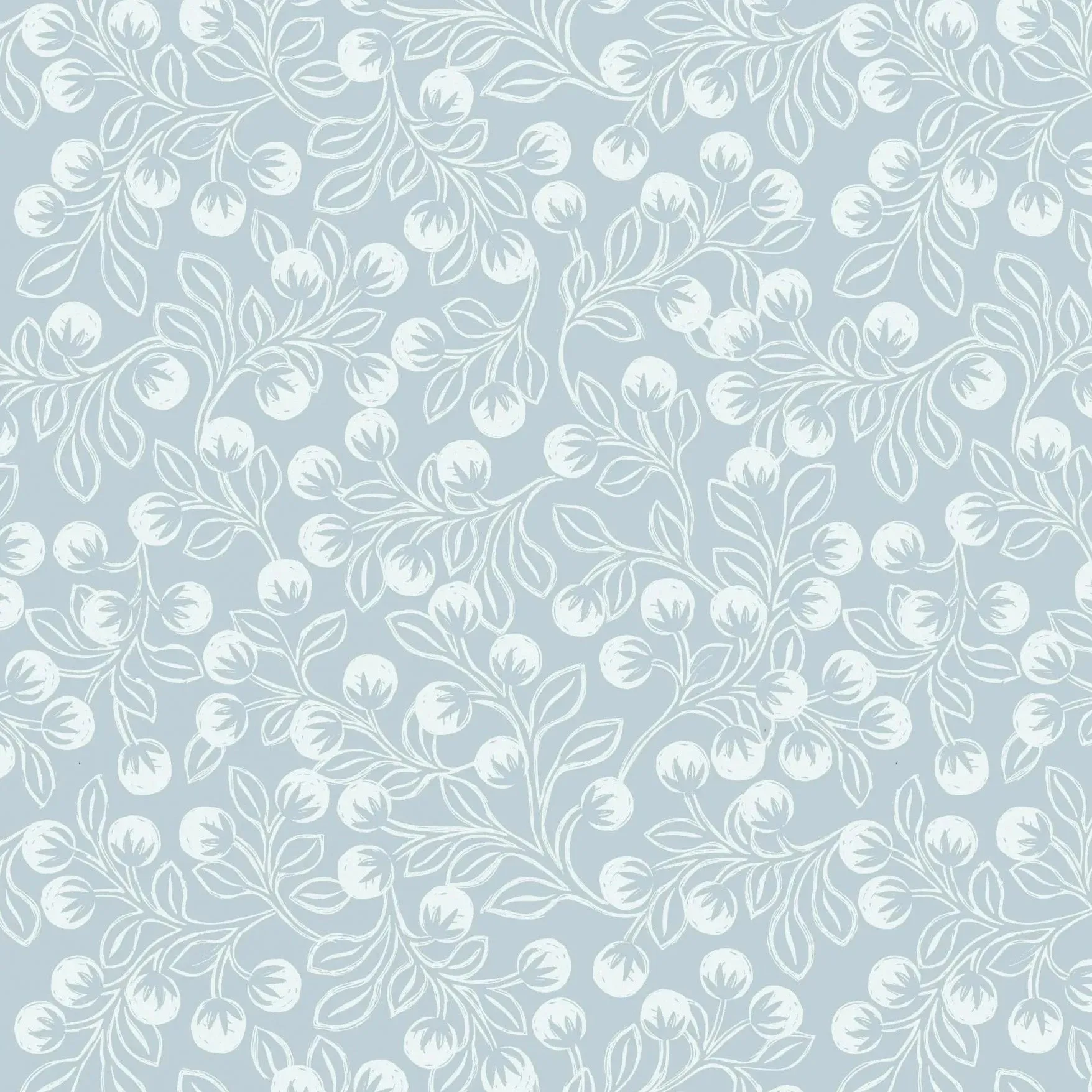 Lewis & Irene The Secret Winter Garden - Ice Blue (metallic)  - 100% Cotton Fabric