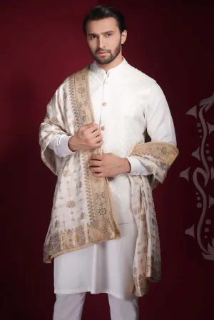 Pearl White Arsalan Iqbal Signature Style Waistcoat Set.