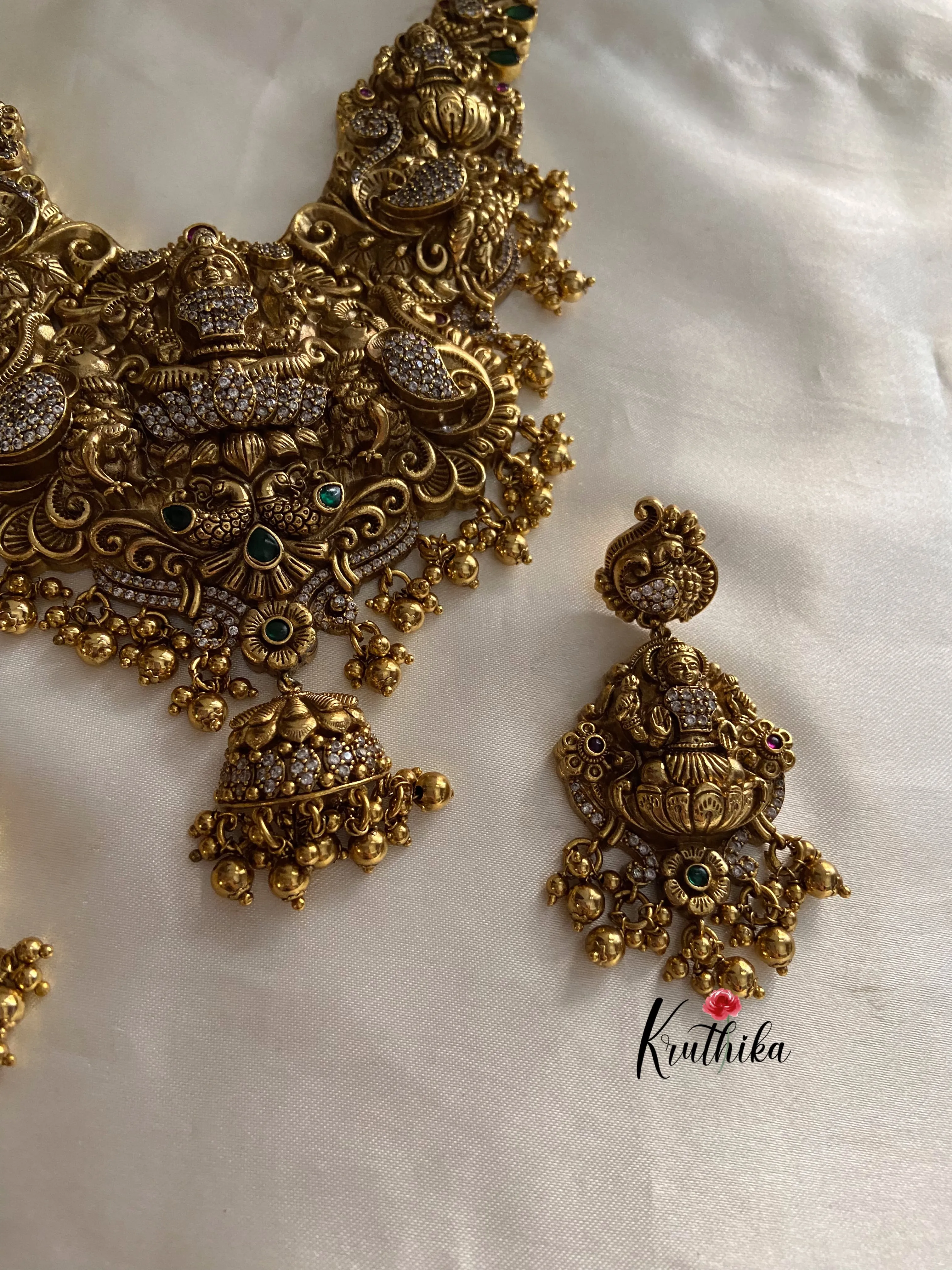 Premium antique polish Nagas Lakshmi peacock Haaram LH443