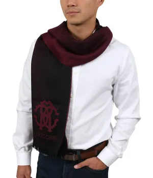 Roberto Cavalli ESZ055 02000 Burgundy Wool Blend Ombre Mens Scarf
