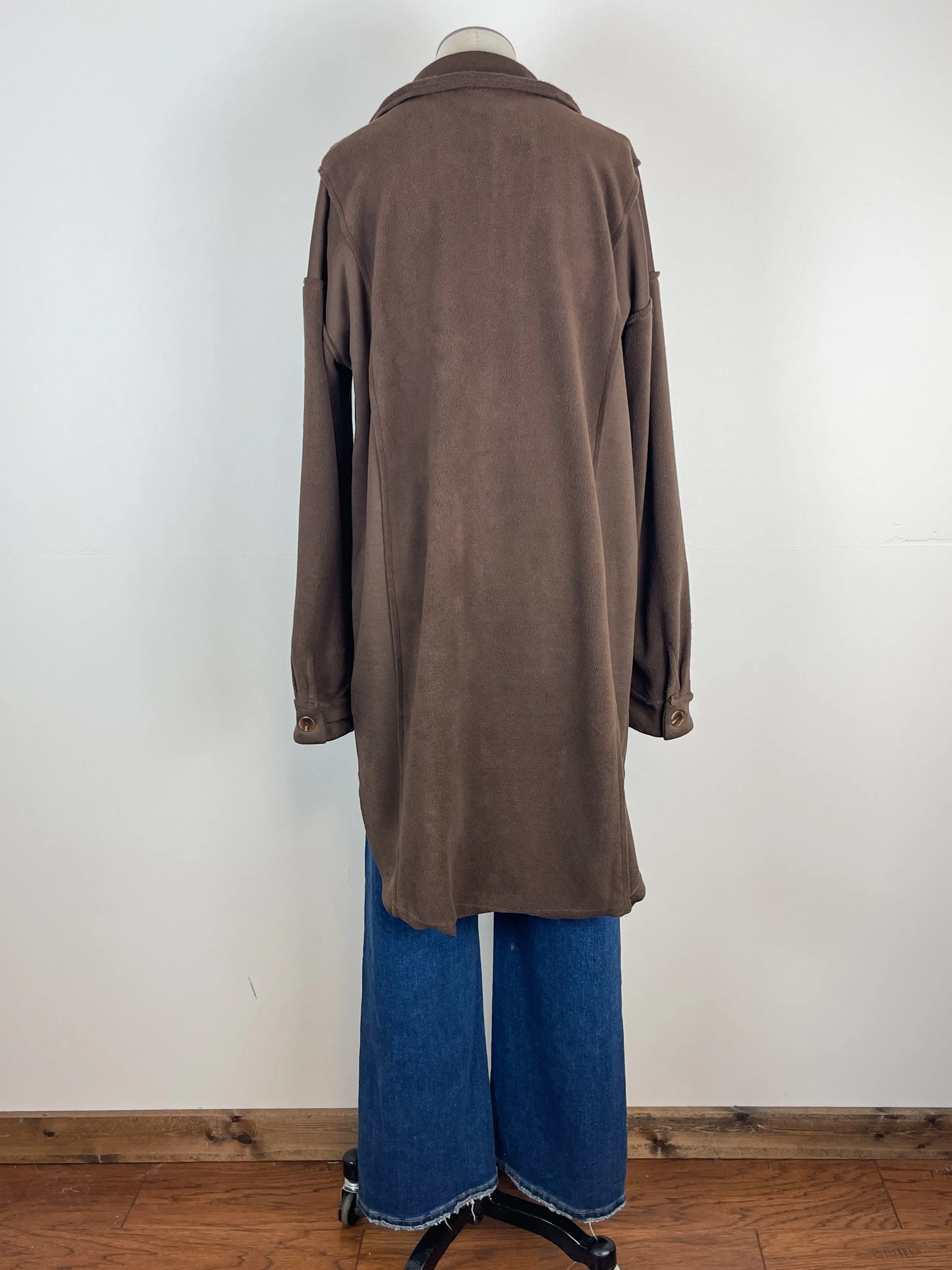 Sloane Long Button Down Jacket in Brown