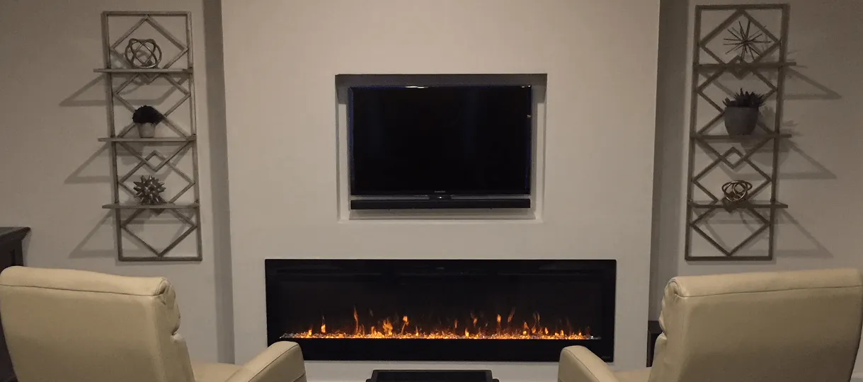 The Sideline 72 Inch Refurbished Recessed Electric Fireplace 80015